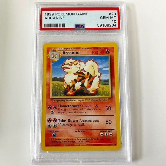 Pokemon Other - PSA 10 ARCANINE Gem Mint 23/102 │ Base Set Unlimited │ 1999 Pokémon 59108234